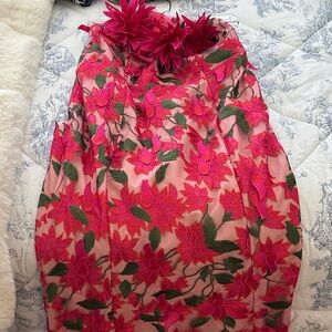 Floral Pink Strapless Wedding Dress